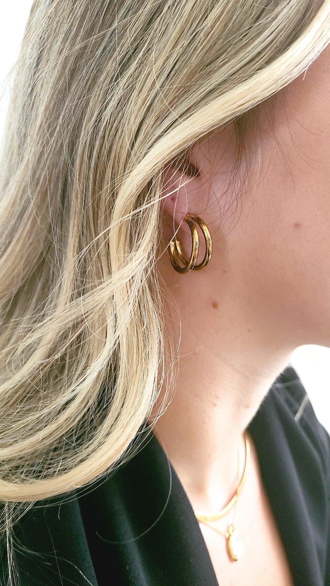 Gold Double Hoops