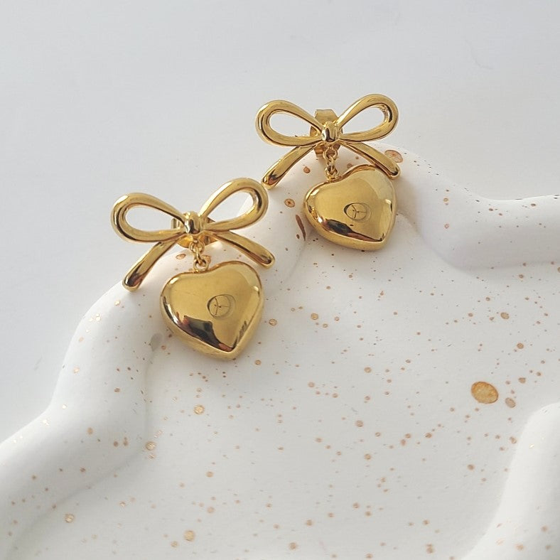 Heart Bow Earings