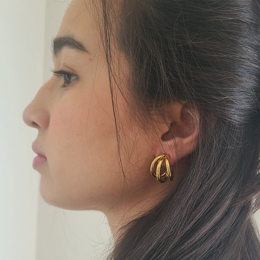 Gold Triple Hoops