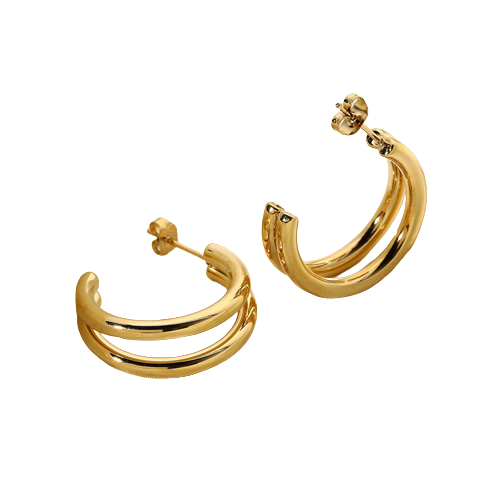 Gold Double Hoops