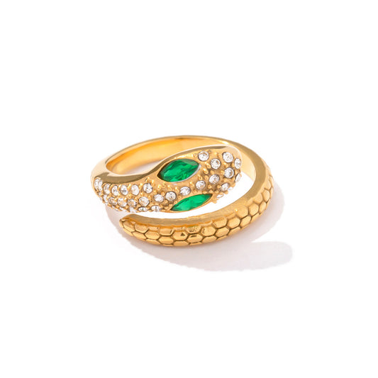 Green Eyed Snake Ring