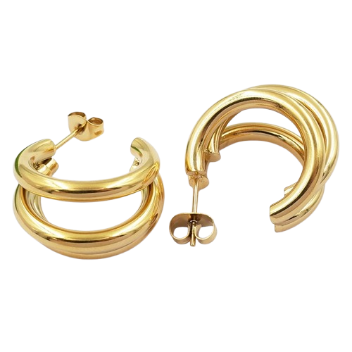 Gold Triple Hoops