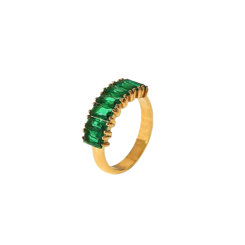 Green Baguette Cut Ring