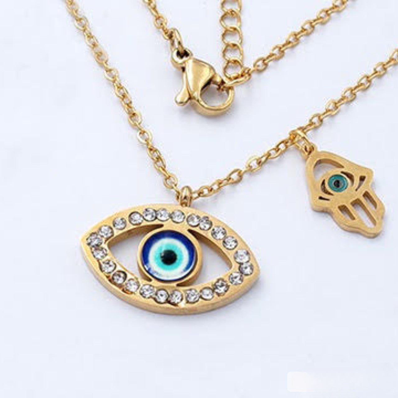 Gold plated eye necklace